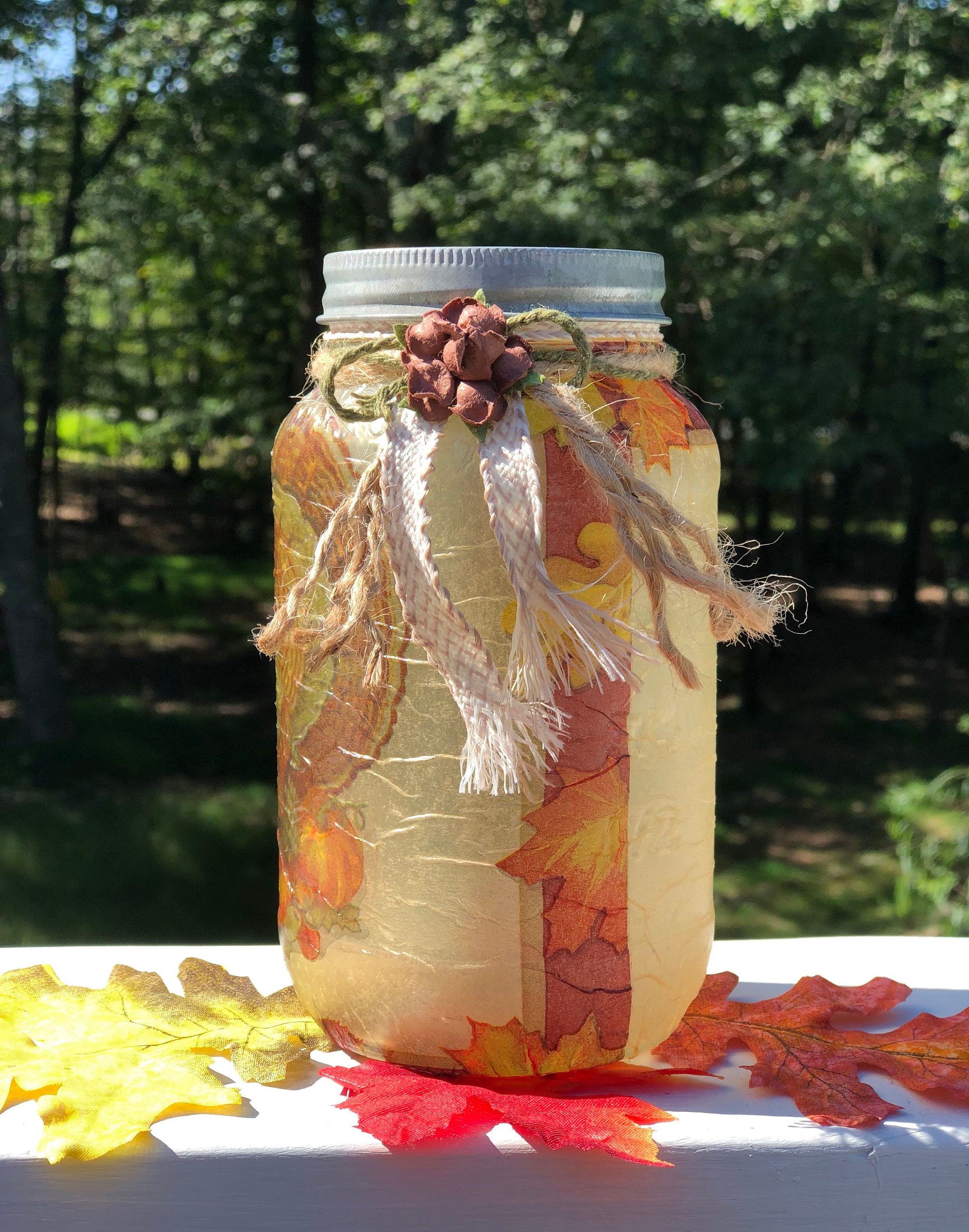 Turkey lighted jar, lighted jars, lighted bottles, Thanksgiving jars