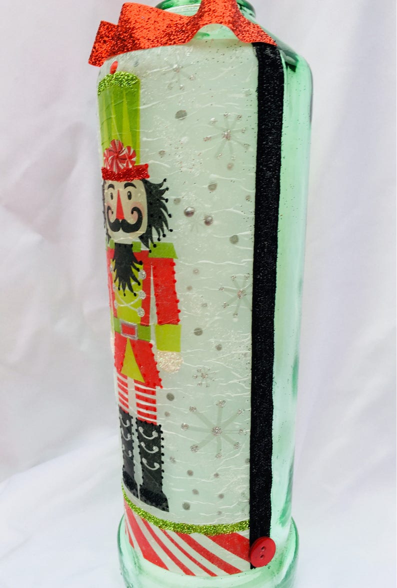 Lighted bottle nutcracker bottle lighted Christmas bottles Etsy