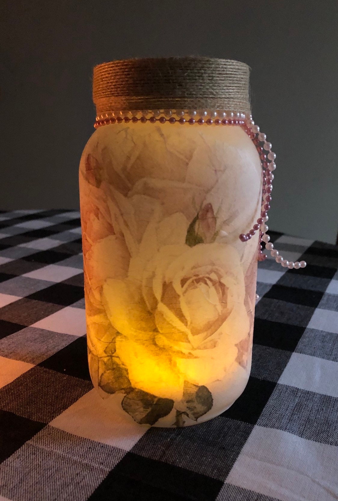 Just a rose lighted jar, lighted jars, lighted bottles, jar lights ...