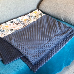 Minky fleece blanket, floral print cotton