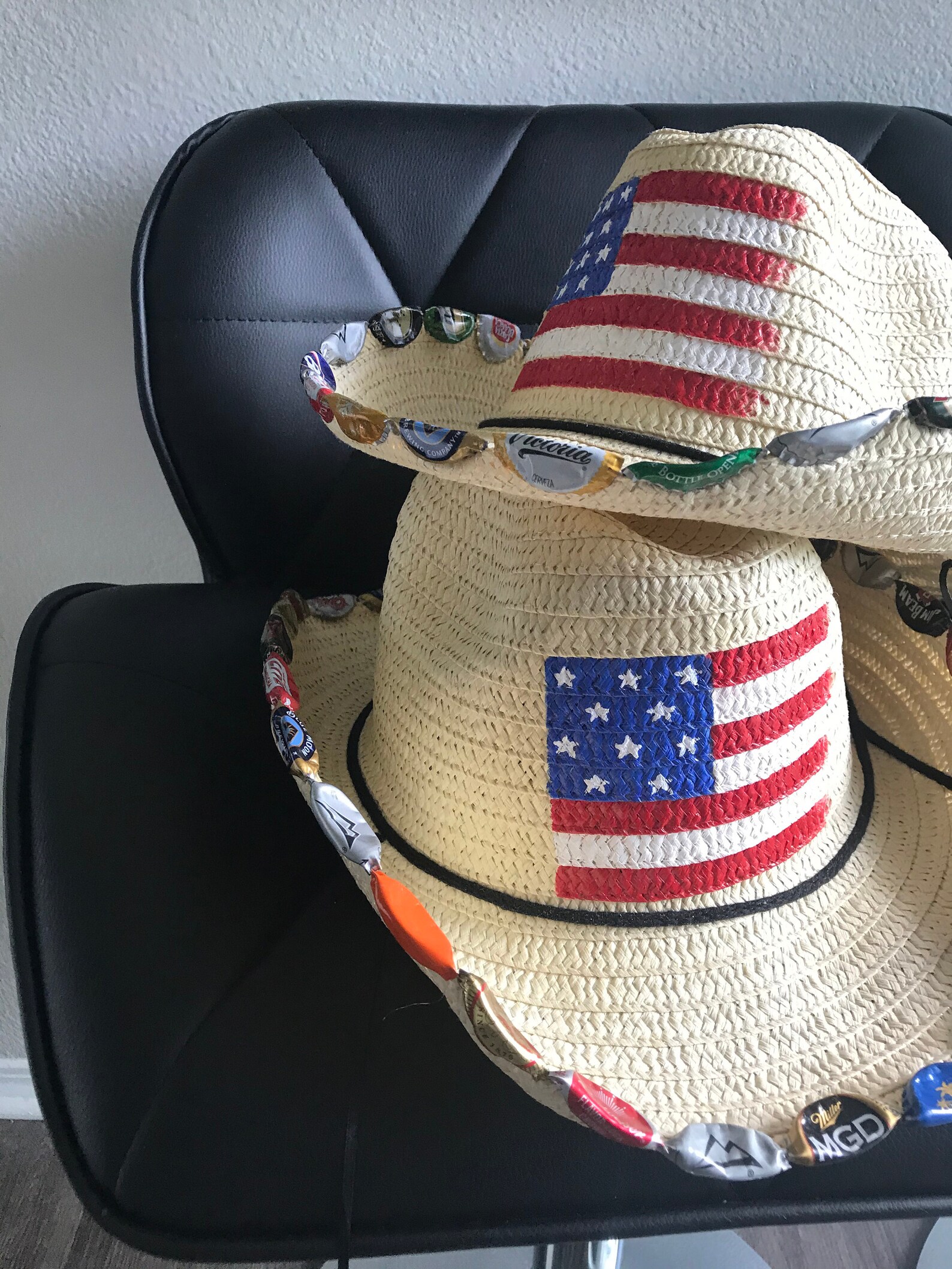 Hand Painted BeerBottleCap Straw Cowboy Hat Etsy