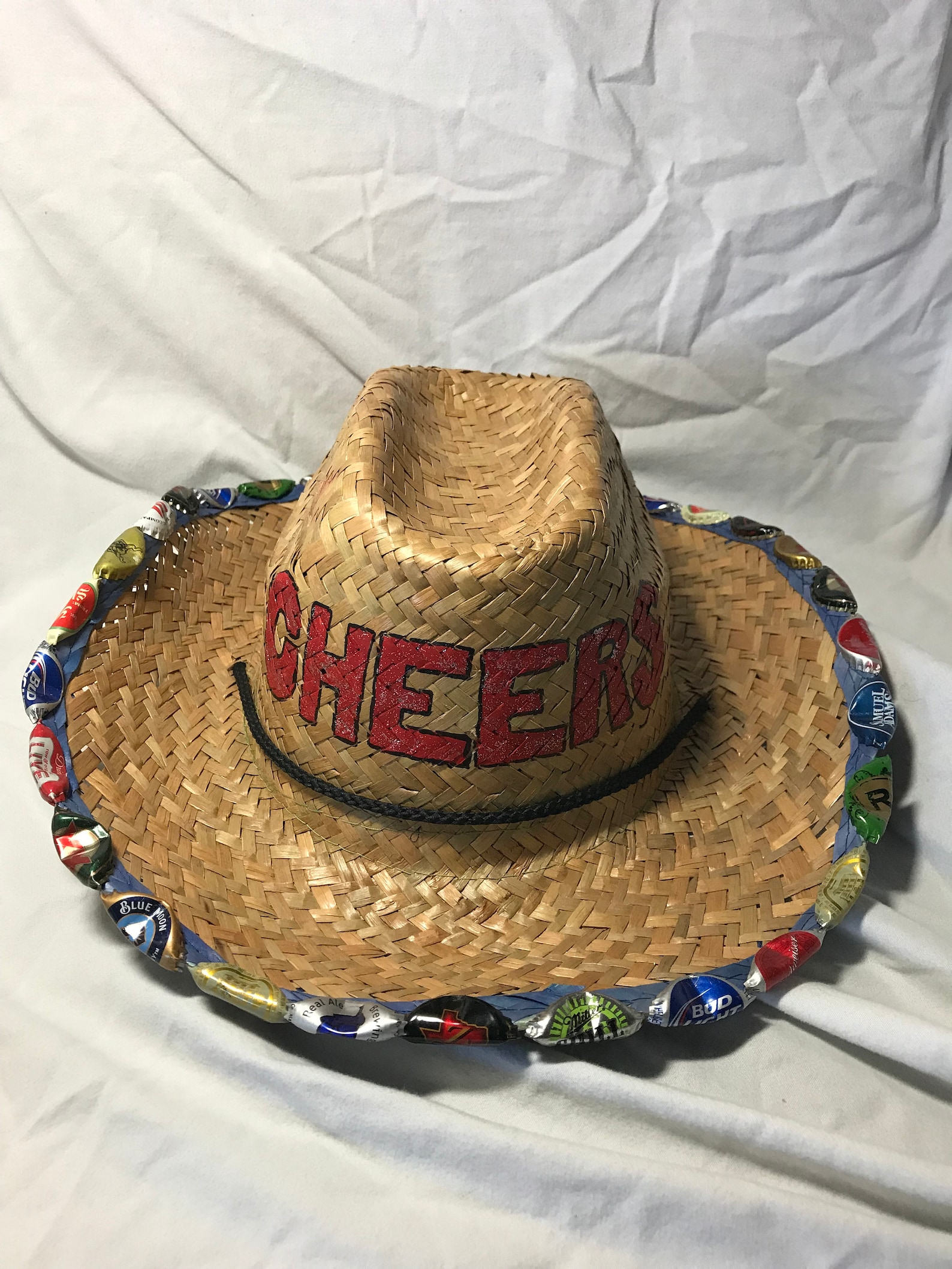 Hand Painted BeerBottleCap Straw Cowboy Hat Etsy