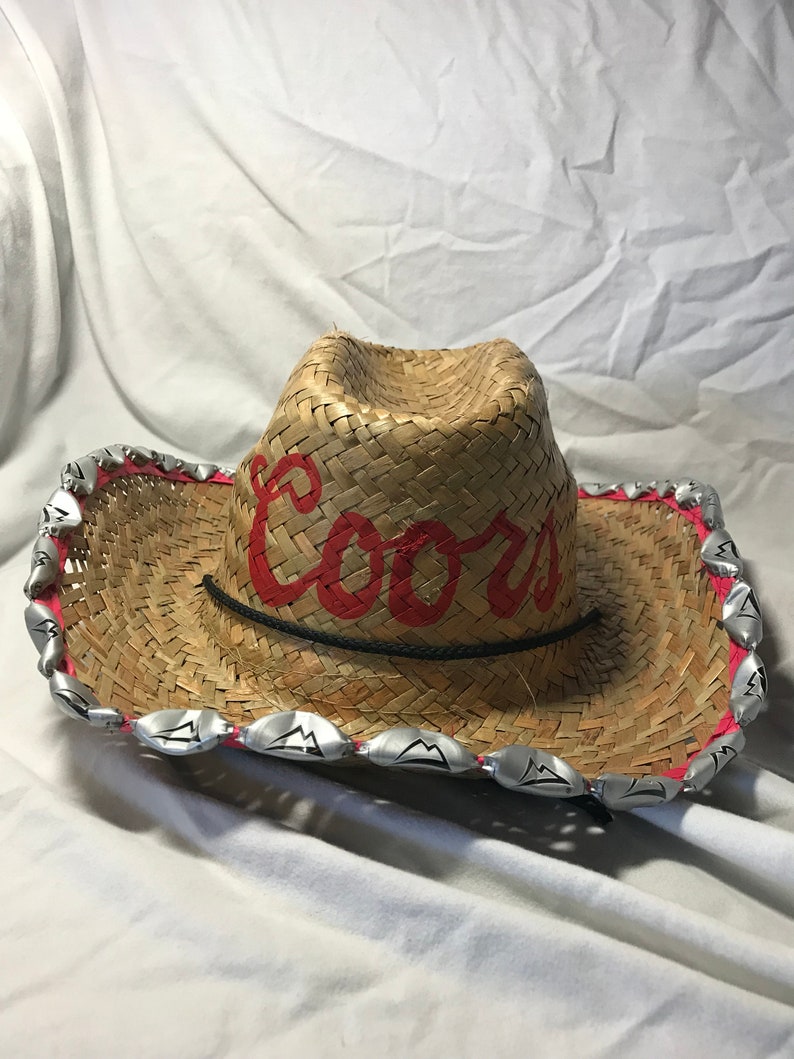 Hand Painted Beerbottlecap Straw Cowboy Hat Etsy