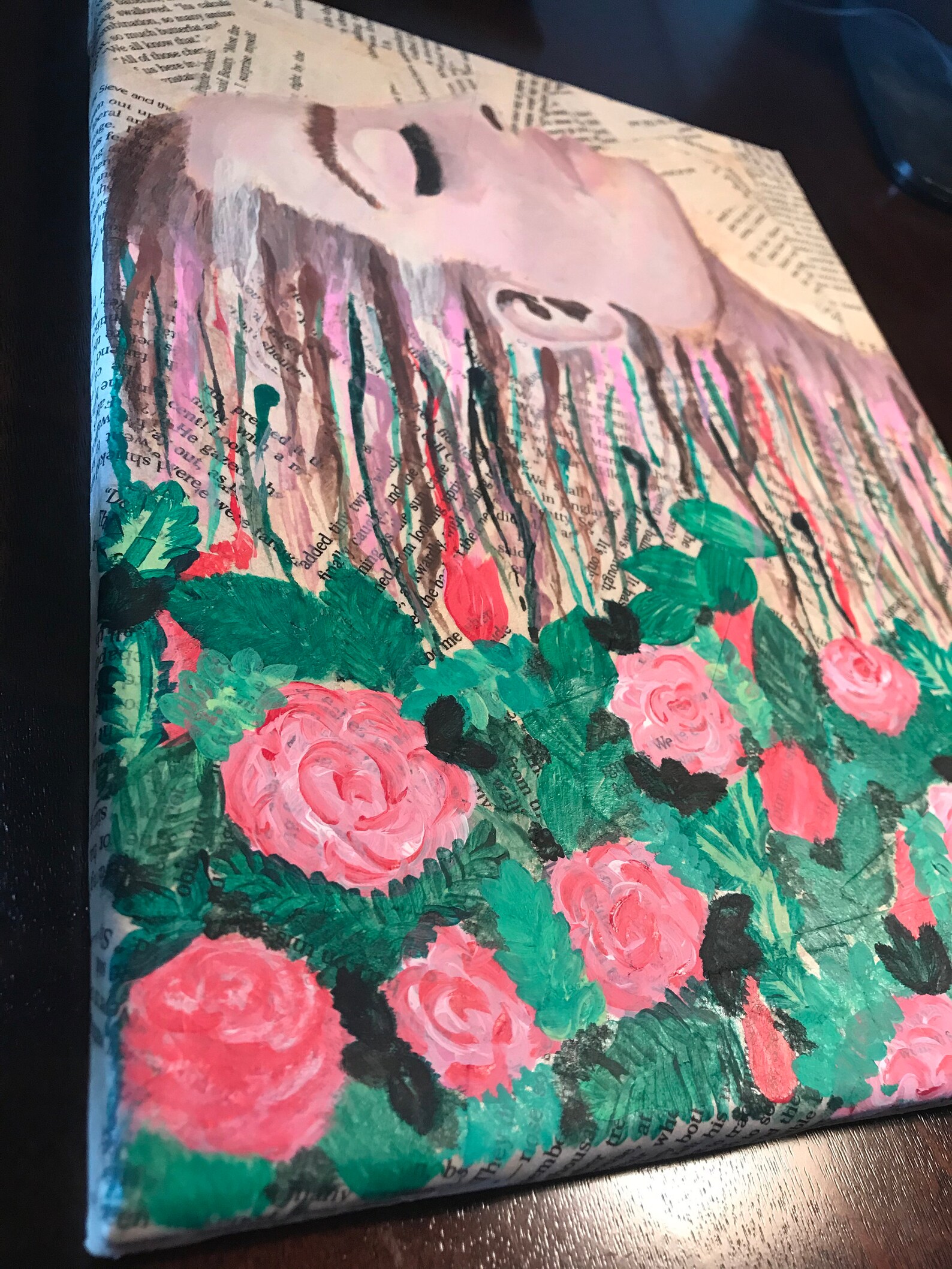 Melting Woman Acrylic Painting on Paper Mache Book Canvas Etsy