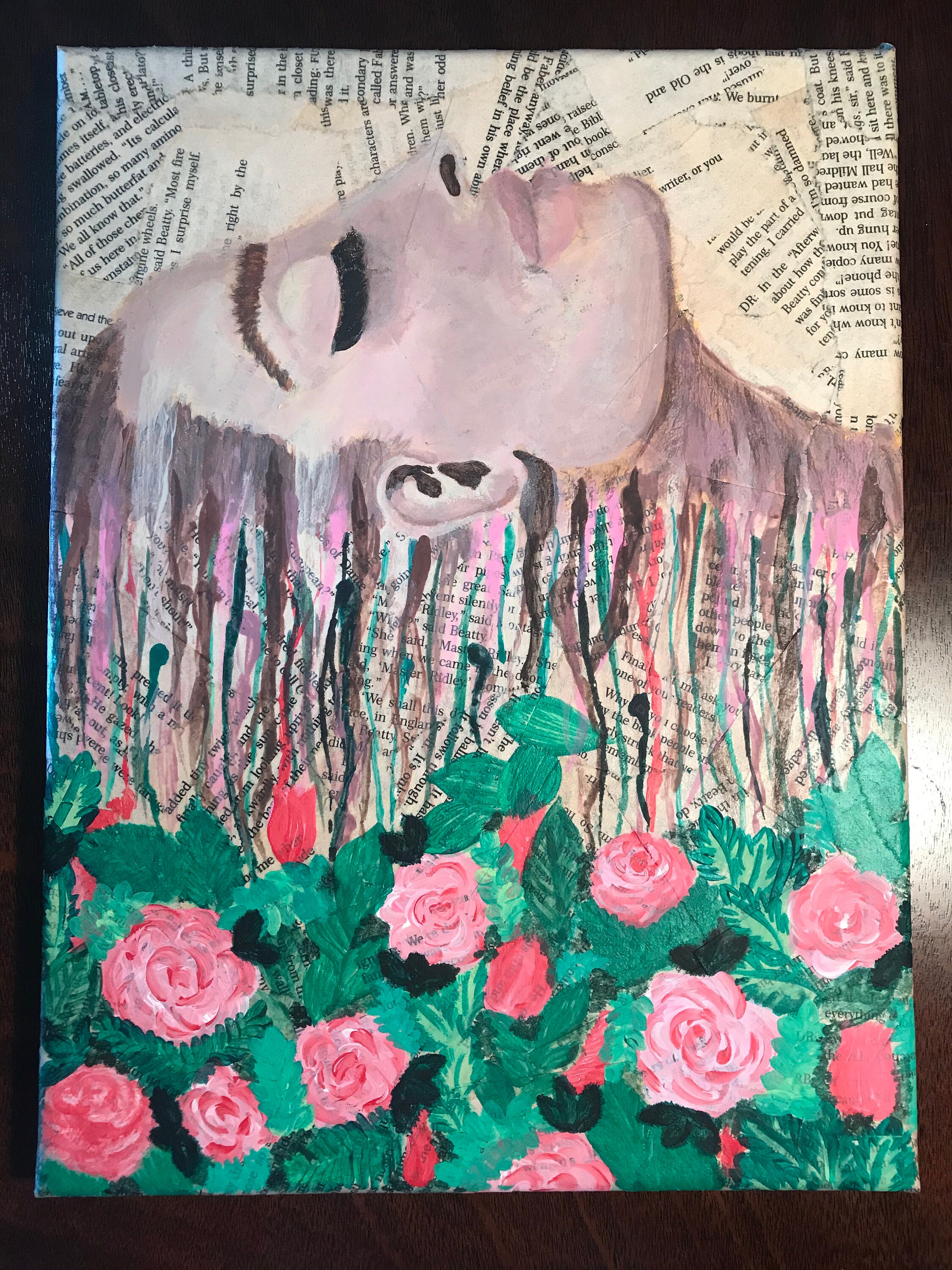 Melting Woman Acrylic Painting On Paper Mache Book Canvas Etsy