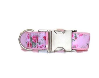 Roses dog collar, Floral dog collar, Pink dog collar, Female dog collar, Girl dog collar, Beautiful dog collar, Luxury dog collar