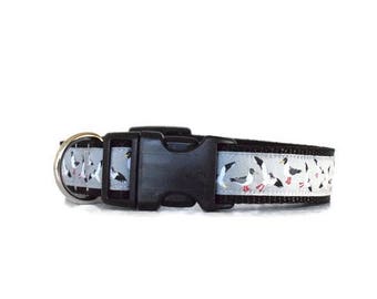 Seagull dog collar, grey dog collar, birds dog collar, dog collar, sea dog collar, boy dog collar, male dog collar, halsband hond