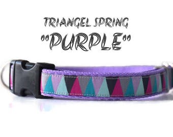 Geometric dog collar,purple dog collar-adjustable dog collar-dog collar-triangle dog collar-medium dog collar-girl dog collar-hondenhalsba