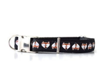 Cute fox dog collar, fox dog collar, shiba dog collar, male dog collar, female dog collar, black dog collar, cute dog collar