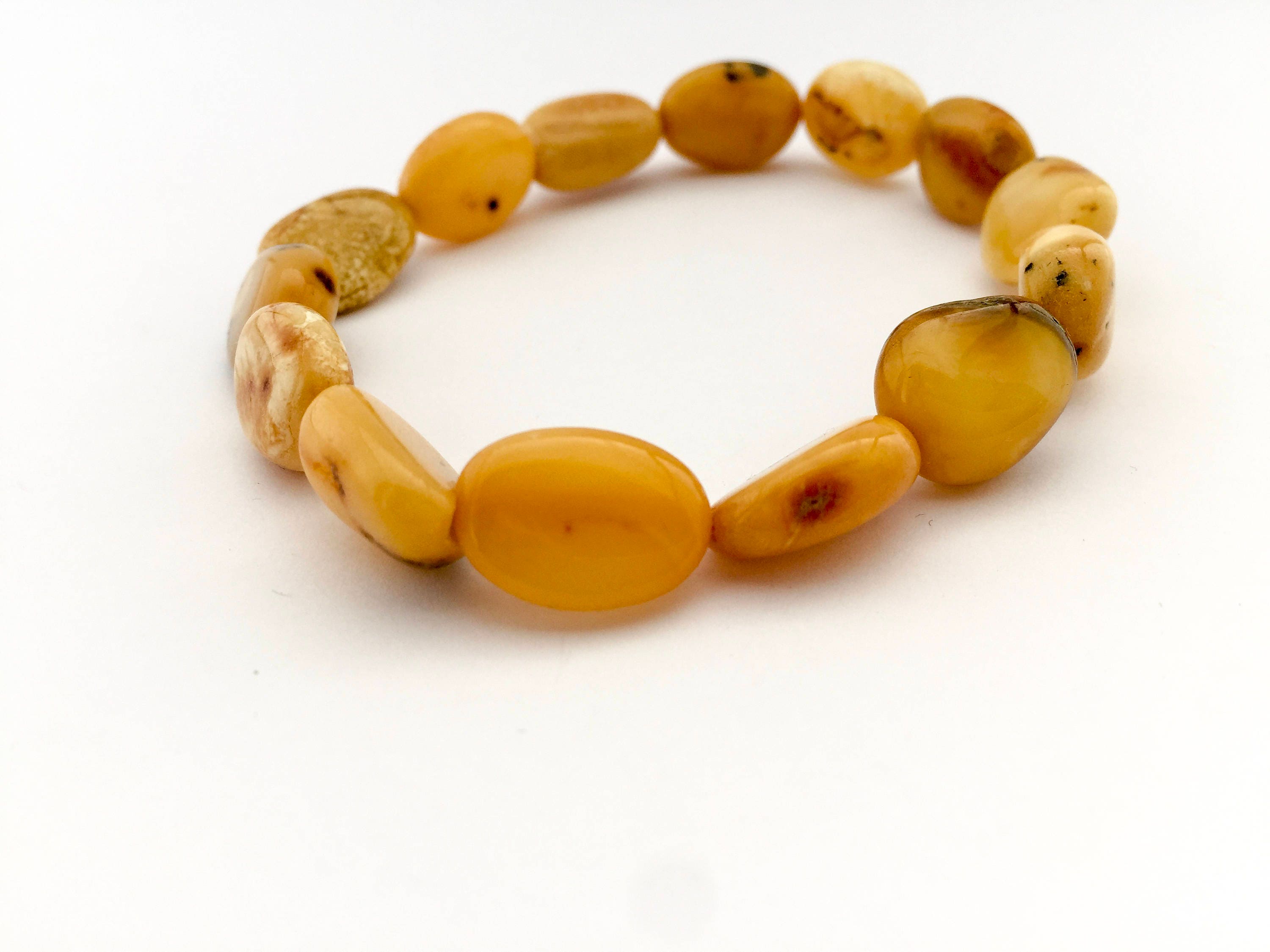 Baltic Amber Bracelet for Adult Genuine Baltic Amber 100/% Genuine Amber Guarantee Elastic Cognac Color 7 inches
