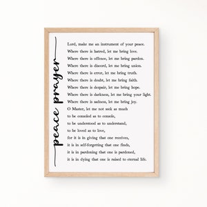 St Francis of Assisi Prayer for Peace, Catholic Prayer Print, Make Me an Instrument of your Peace, Printable Poem, Digital Download, JPG