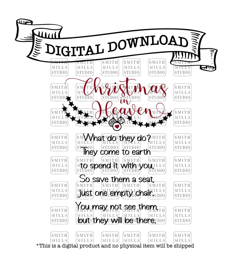 Christmas in Heaven Poem DIGITAL DOWNLOAD in Memory of Loved Etsy