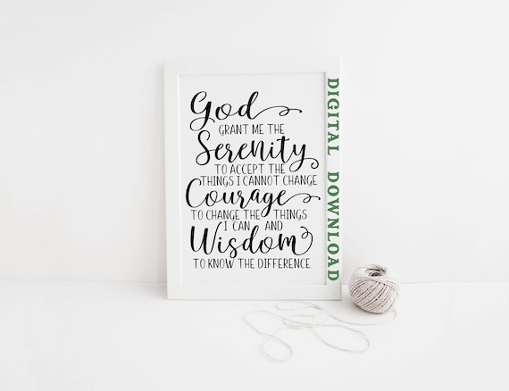 Printable SERENITY PRAYER Digital Download Art Print | Etsy