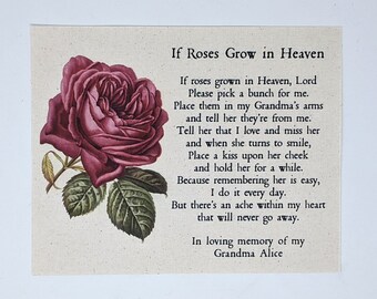 Roses Grow In Heaven For Daughter With Roses Background Digital Download Loss Sympathy Gift