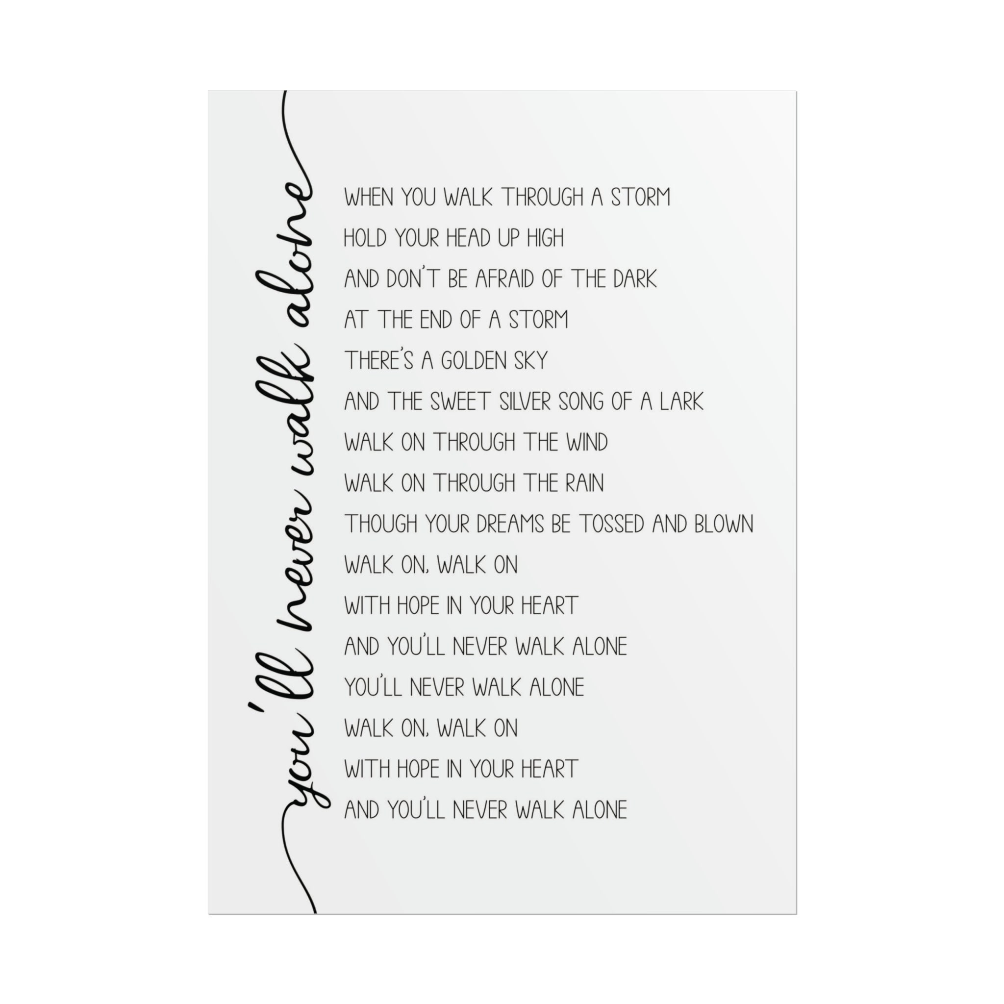 You'll Never Walk Alone Lyrics Print Gerry & the -  Denmark