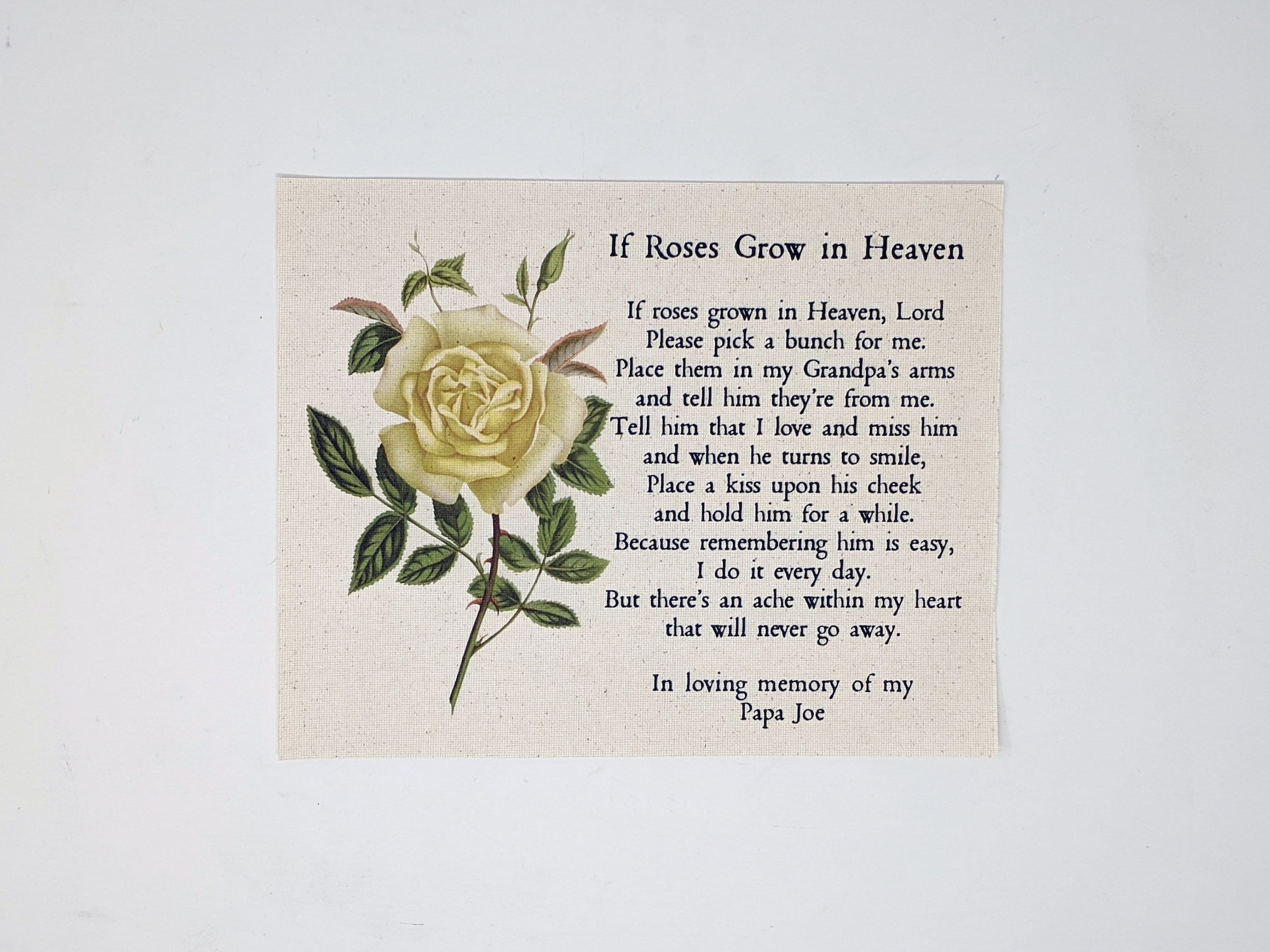 In Memory of Grandpa If Roses Grow in Heaven Poem Memorial Etsy