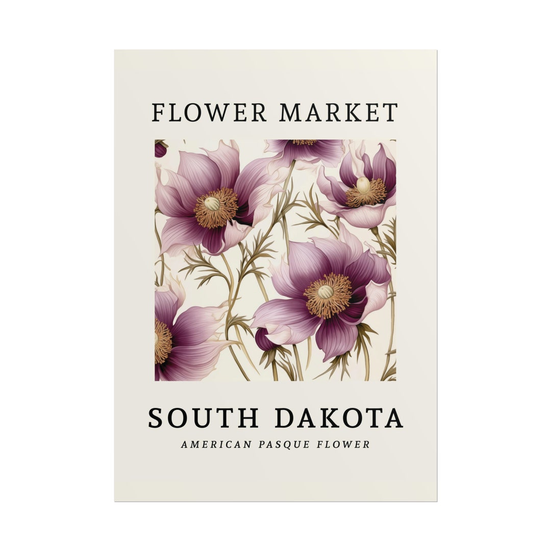 South Dakota FLOWER MARKET Poster State Flower Wall Art Etsy