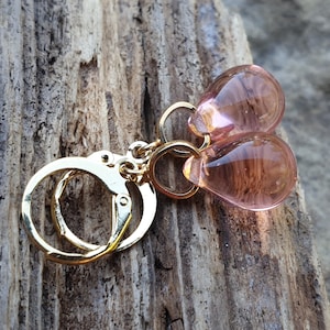 Teardrop Earrings, Glass Drop Earrings, Creamy Peach Earrings