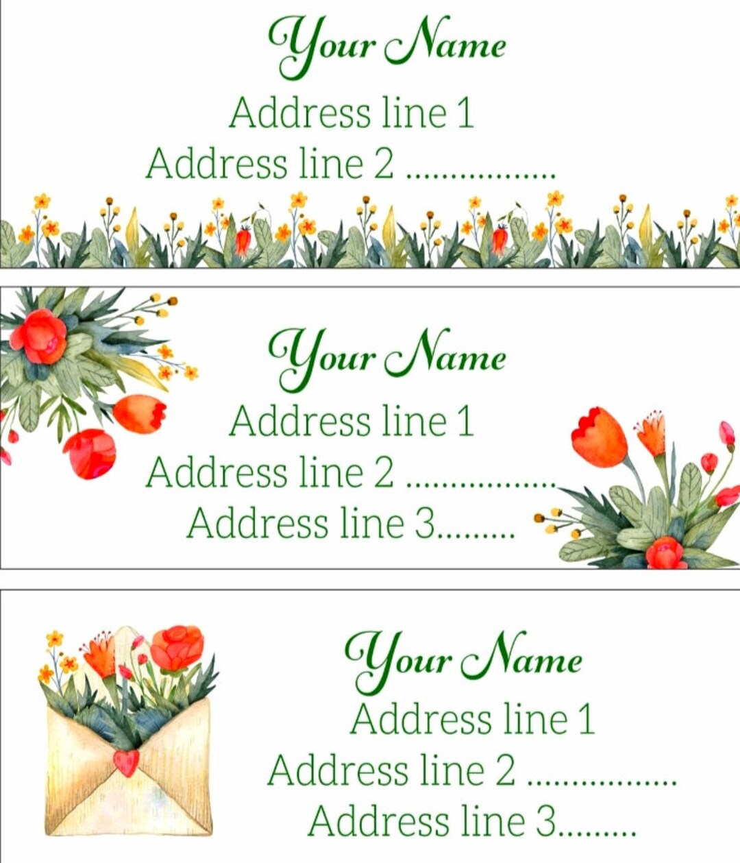 Flower Address Return Labels Set of 30 Etsy