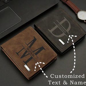 Customized Men's Short Wallet In Solid Color With Letter Print Made Of PU Leather, Laser Engraved, Matte Bifold Multi-Card Slots