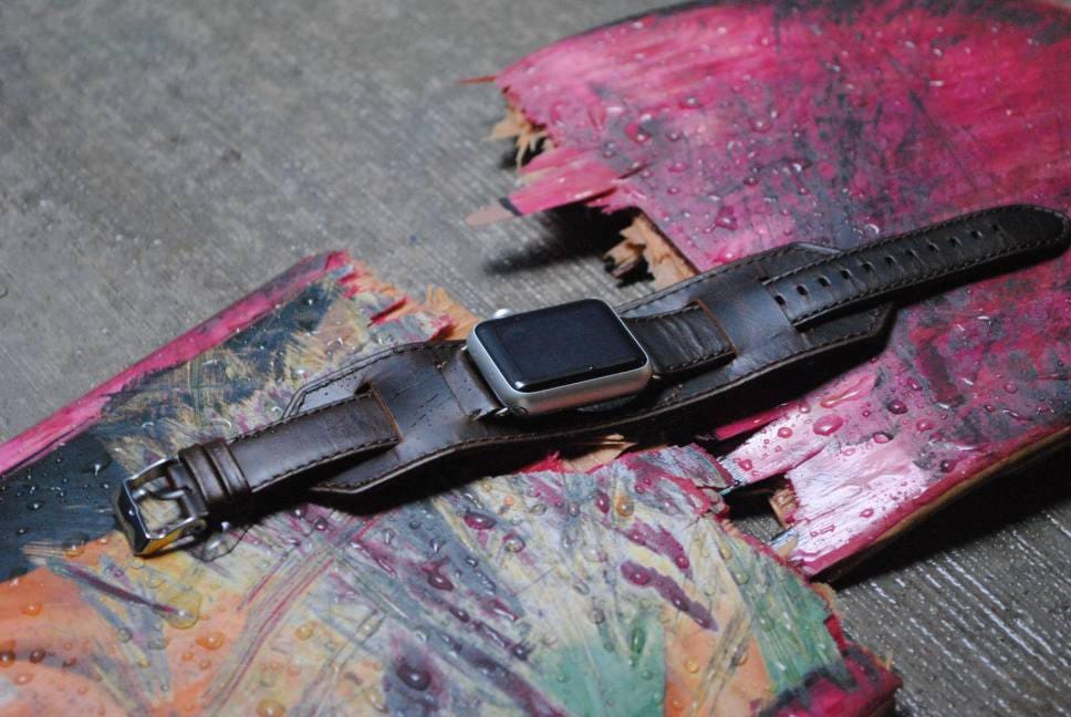 Apple Watch Cuff Band 38mm 42mm Distressed Genuine Leather | Etsy