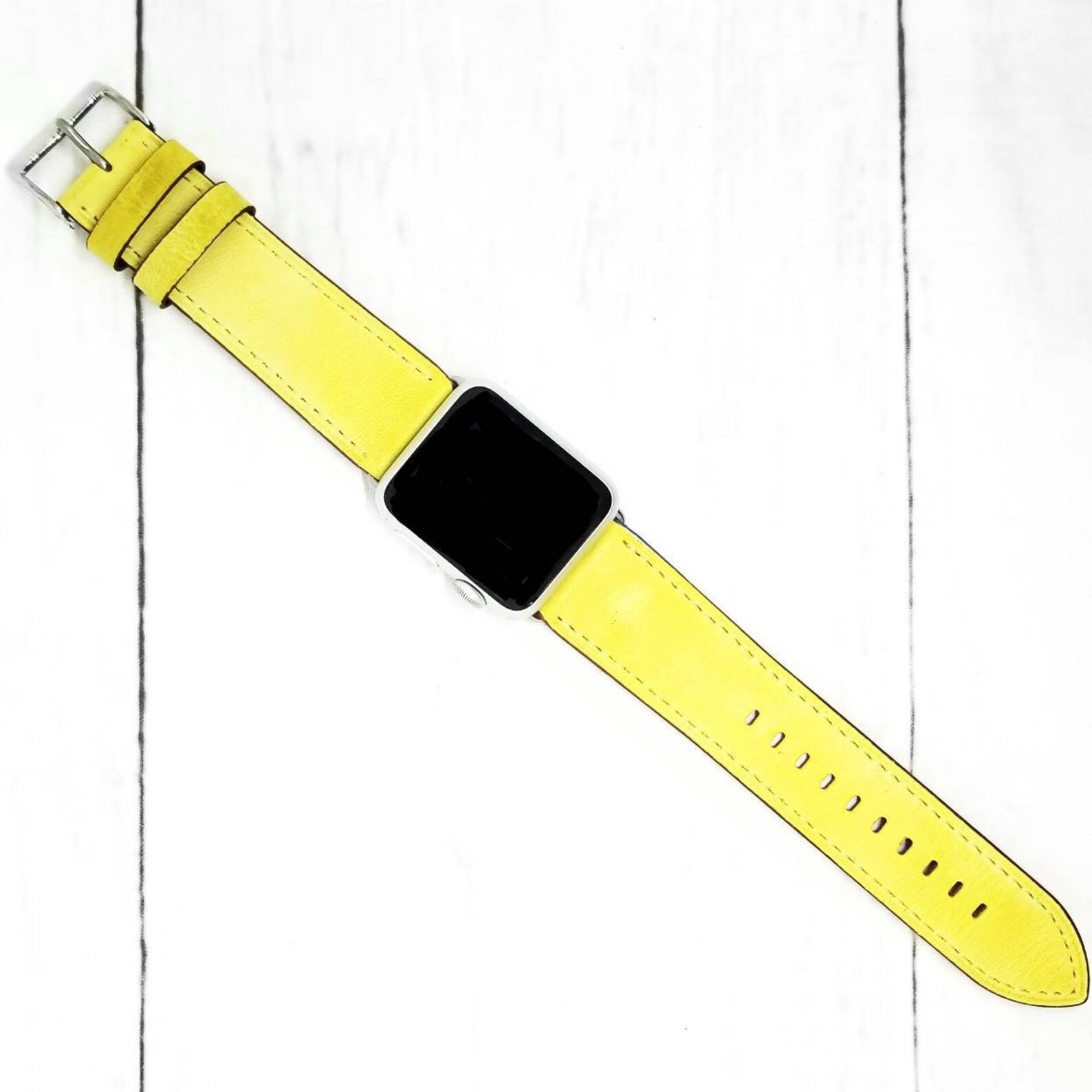 Yellow Apple Watch Band 38mm Genuine Leather Iwatch Straps for Etsy