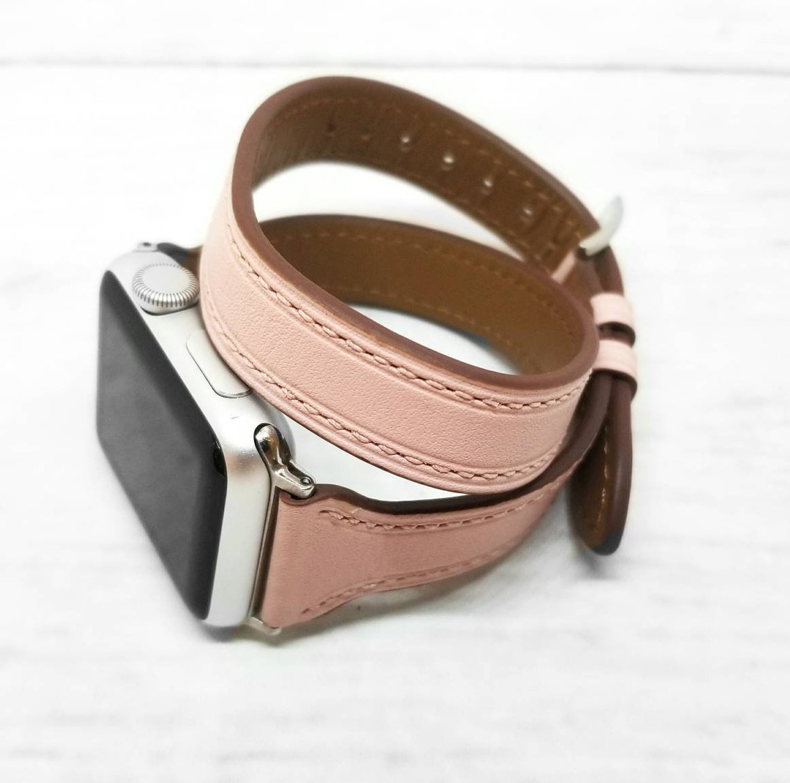 Womens Leather Apple Watch Band 38mm/40mm Slim Double Wrap Etsy