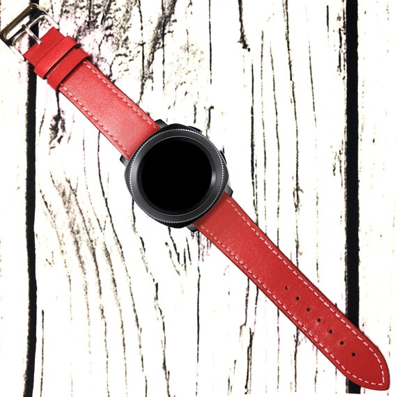 Samsung Gear Sport Watch Straps Genuine Leather Red 20mm Etsy