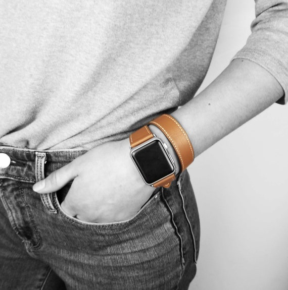 double leather band apple watch