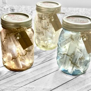 Lighted Glass Jar with Encouraging Inspirational Scripture Scroll Messages of God's Love; Spiritual Uplifting; Christian Gift; Personalize