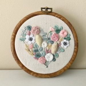 Heart Flower embroidery pattern, Valentine embroidery, Spring flower embroidery, Floral embroidery pattern image 3