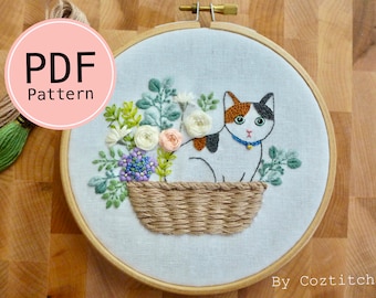 Cat in the Basket embroidery tutorial