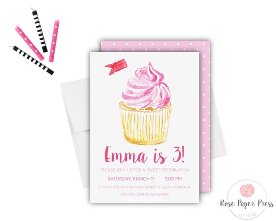 cupcake birthday invitation cupcake invitation printed invitation printable invitation cupcake birthday party cupcake invite set cupcake birthday invitation