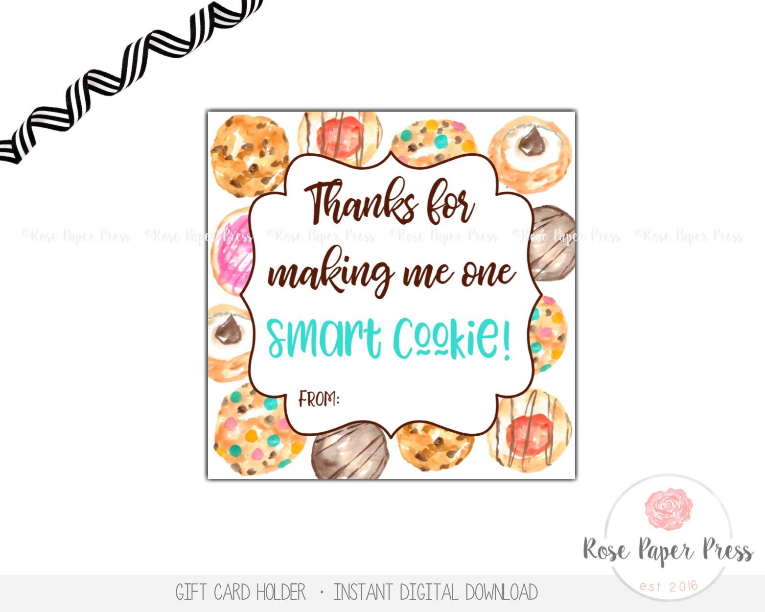 Cookie Gift Tag Thanks for Making Me One Smart Cookie | Etsy