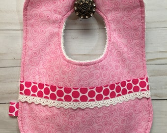 Baby Girl Pink Swirl Bib/Shower Gift/Drool Bib/ Dribble Bib/ Baby Accessory