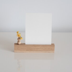 Holz Deko Karten- oder Fotoständer mit Mini-Blumenvase