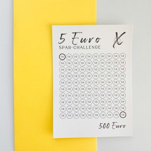 Karte Spar-Challenge mit 5 Euro Scheinen - Tracke und visualisiere Deinen Fortschritt