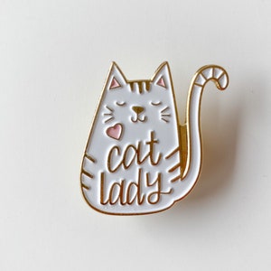 Katze - Emaille Pin - Cat Lady - Anstecker mit Butterfly-Verschluss - Anstecknadel, Brosche, harte Emaille