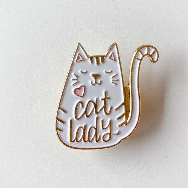 Katze - Emaille Pin - Cat Lady - Anstecker mit Butterfly-Verschluss - Anstecknadel, Brosche, harte Emaille