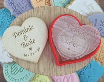 Custom Heart Cookie Stamp for Wedding Personalised Cookie and Fondant Embosser