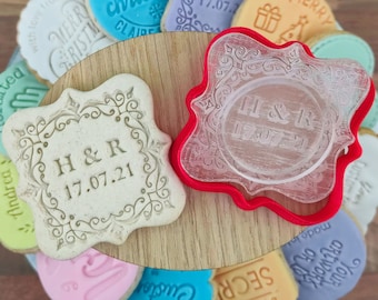 Iniciales de boda personalizadas Sello de galleta Parejas Galleta de aniversario de boda personalizada y grabador de fondant