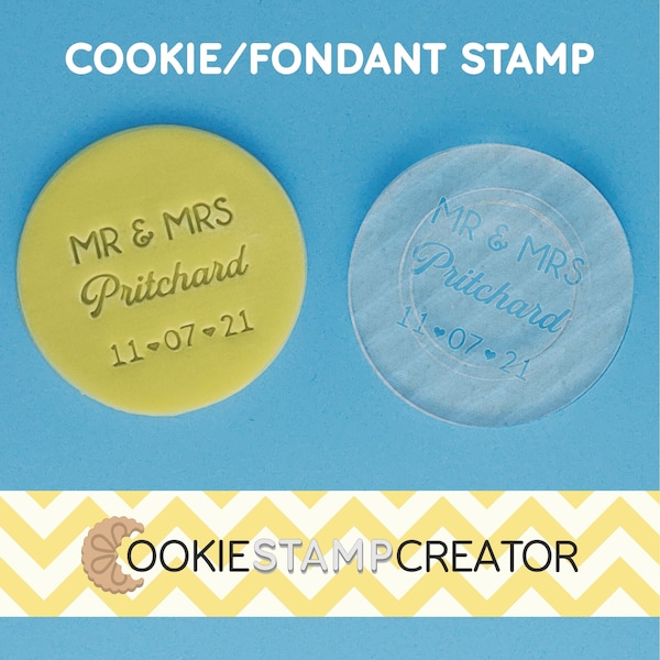 Sello de galleta personalizado Mr & Mrs para bodas Estampador de galletas y fondant personalizado