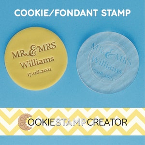 Custom Mr & Mrs Cookie Stamp for Wedding Personalised Cookie and Fondant Embosser