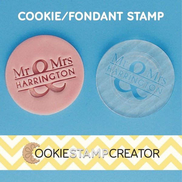 Custom Mr & Mrs Cookie Stamp for Wedding Personalised Cookie and Fondant Embosser