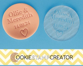 Custom Wedding Cookie Stamp: Personalised Fondant Embosser