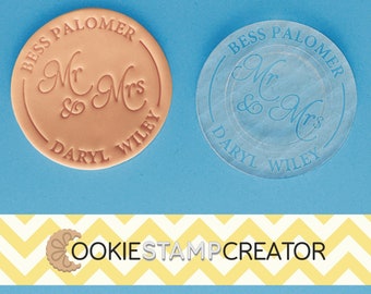 Custom Mr & Mrs Cookie Stamp for Wedding Personalised Cookie and Fondant Embosser