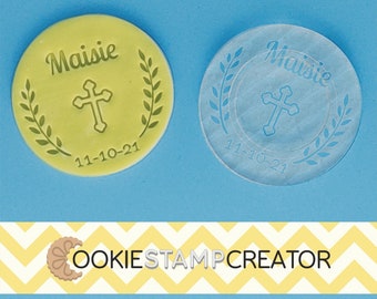 Custom Christening Cookie Stamp: Personalised Fondant Embosser