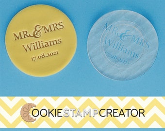 Custom Mr & Mrs Cookie Stamp for Wedding Personalised Cookie and Fondant Embosser