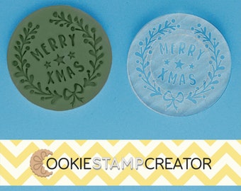 Merry Xmas Cookie Stamp: Embosser Debosser for Christmas Cookies