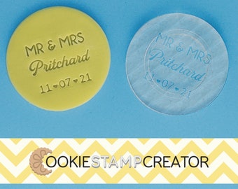 Custom Mr & Mrs Cookie Stamp for Wedding Personalised Cookie and Fondant Embosser